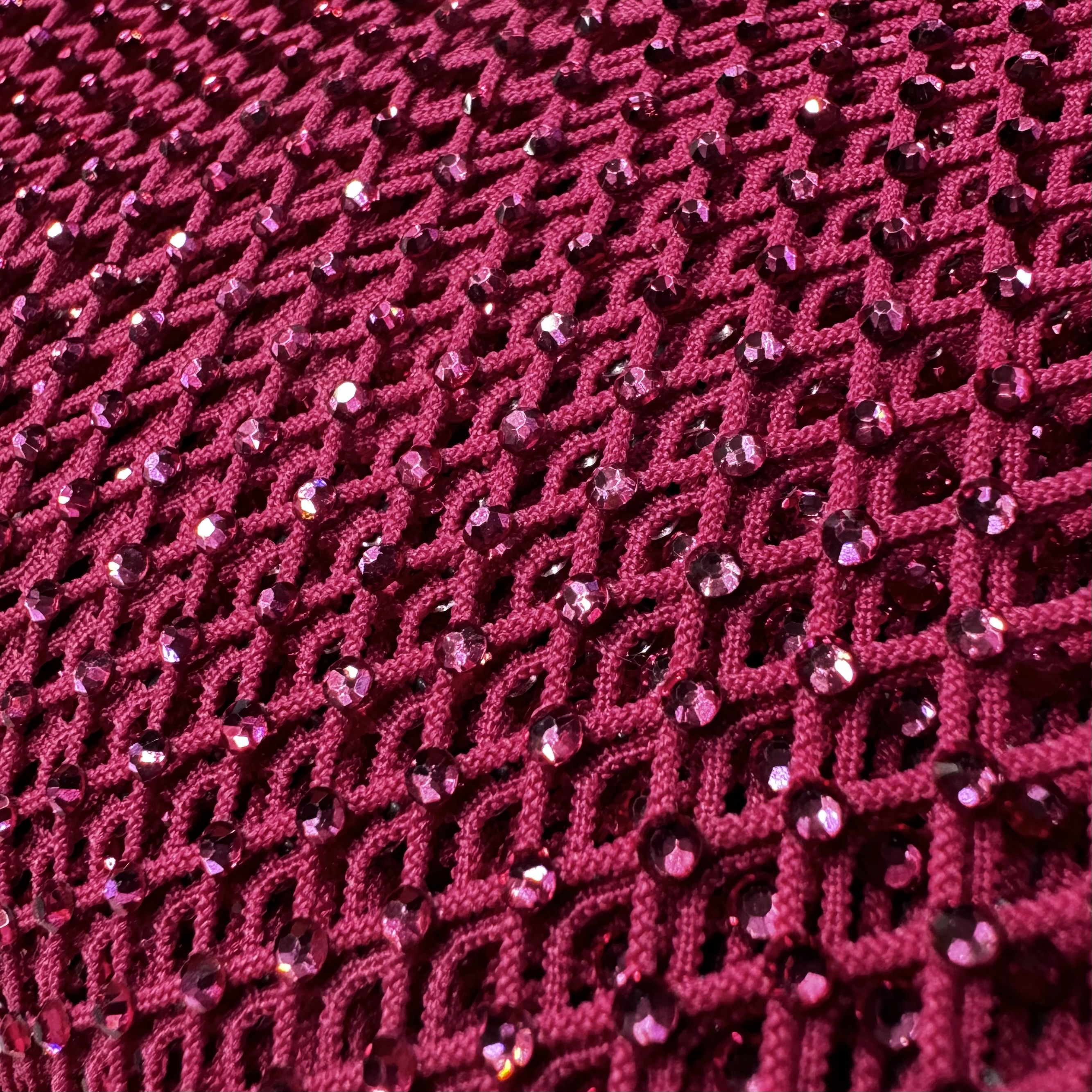 Сетка трикотажная с кристаллами SS10 FUCHSIA, фуксия, 150 см