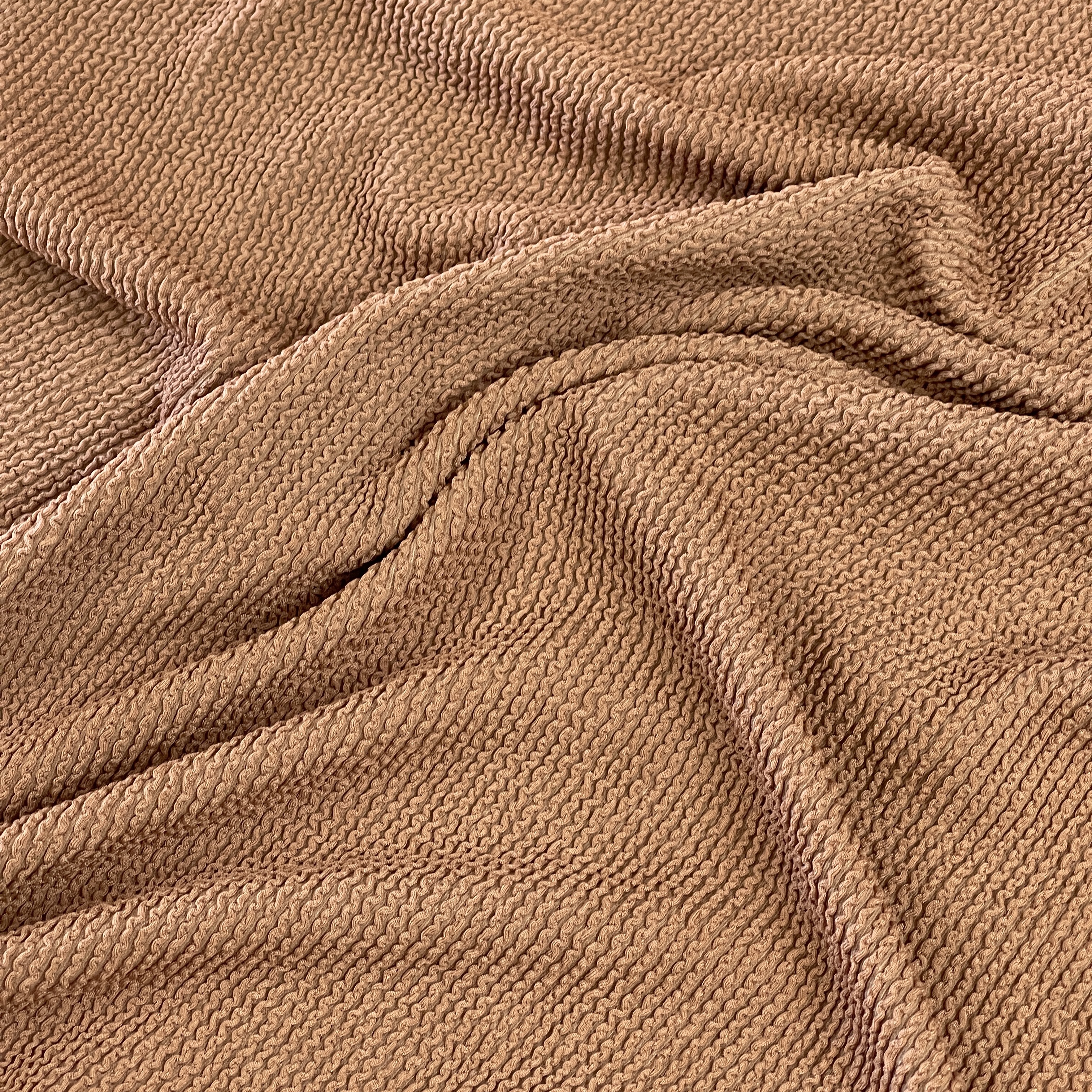 Трикотаж бифлекс фактурный гофрированный «Жатка», карамель