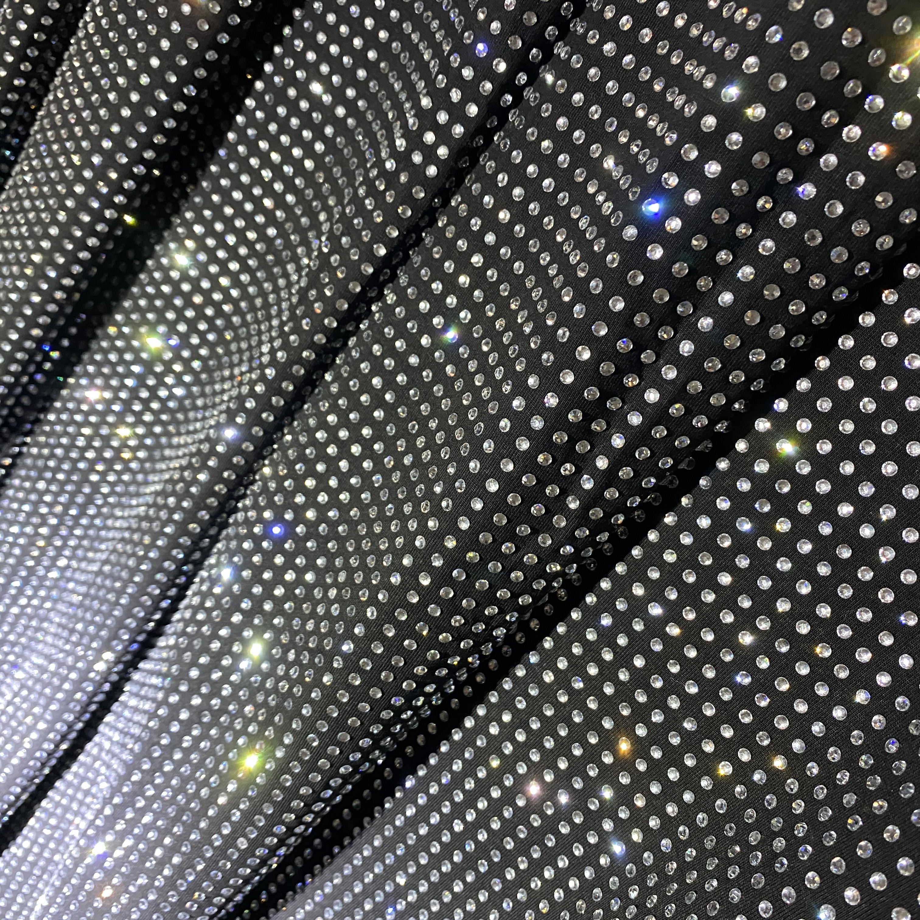 Кулирная гладь DuPont Sorona с кристаллами SS10 CRYSTAL, чёрный